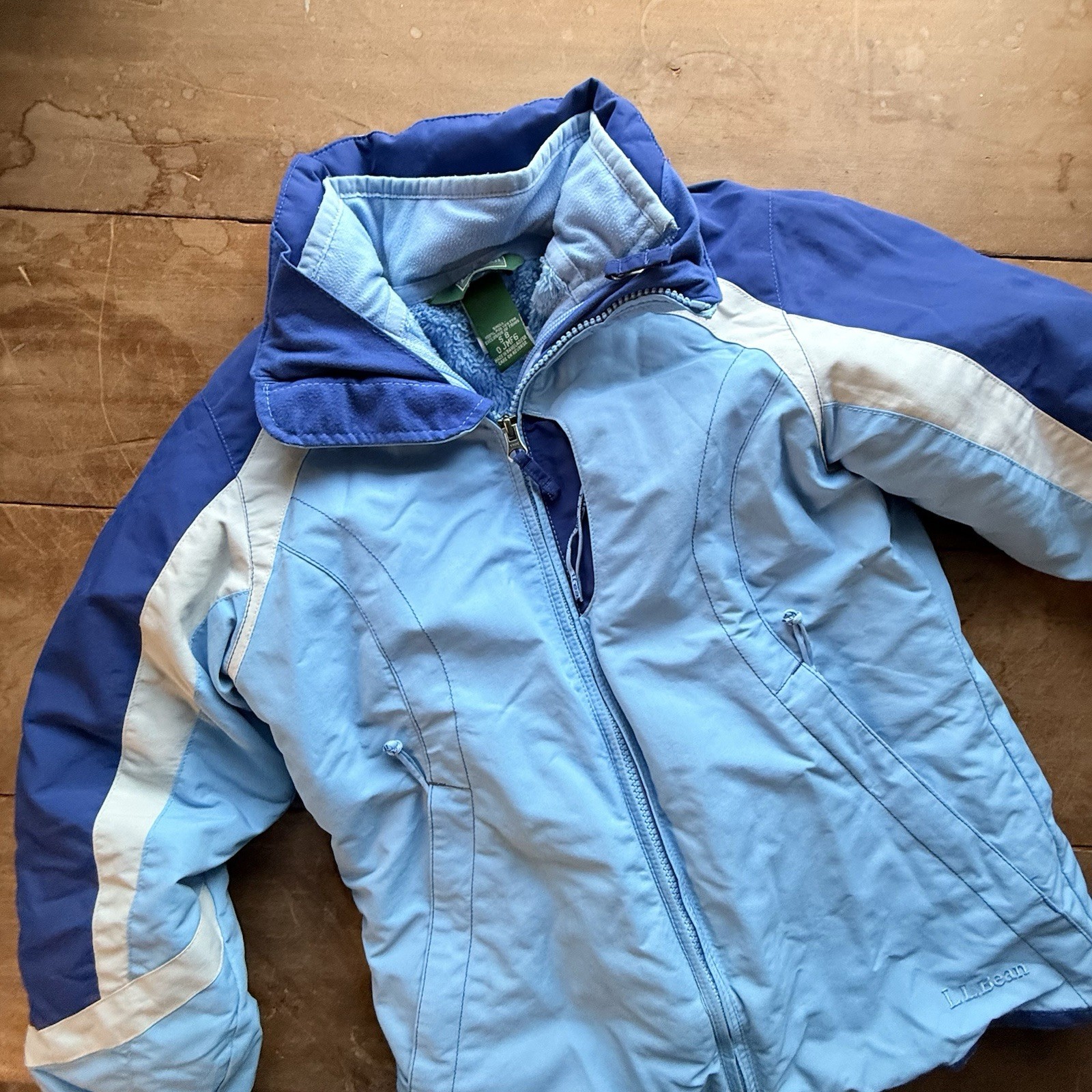 Girls VTG 90s LL Bean Puffer Coat Sz Small Jacket Blue Detachable Liner Y2K Play