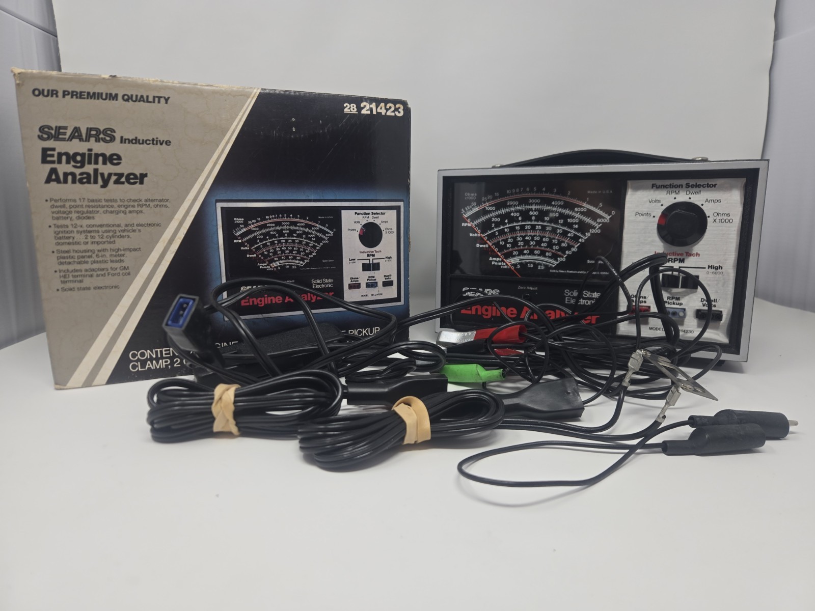 NICE Vintage Sears Engine Analyzer Model 28-21423 w/ Leads & Manual