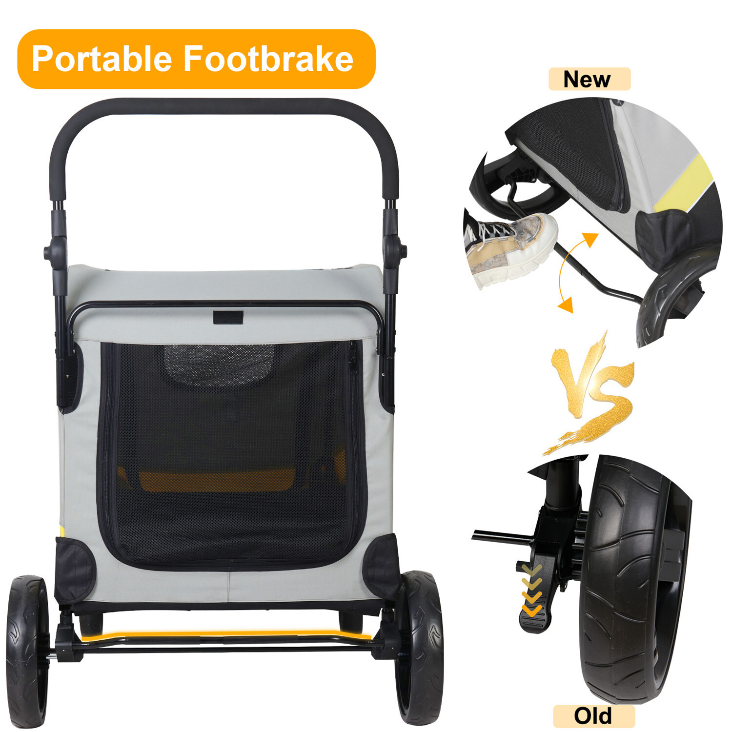 XXL Heavy Duty Dog Stroller Double Door Pet Trolley Carrier Cart Foldable Jogger