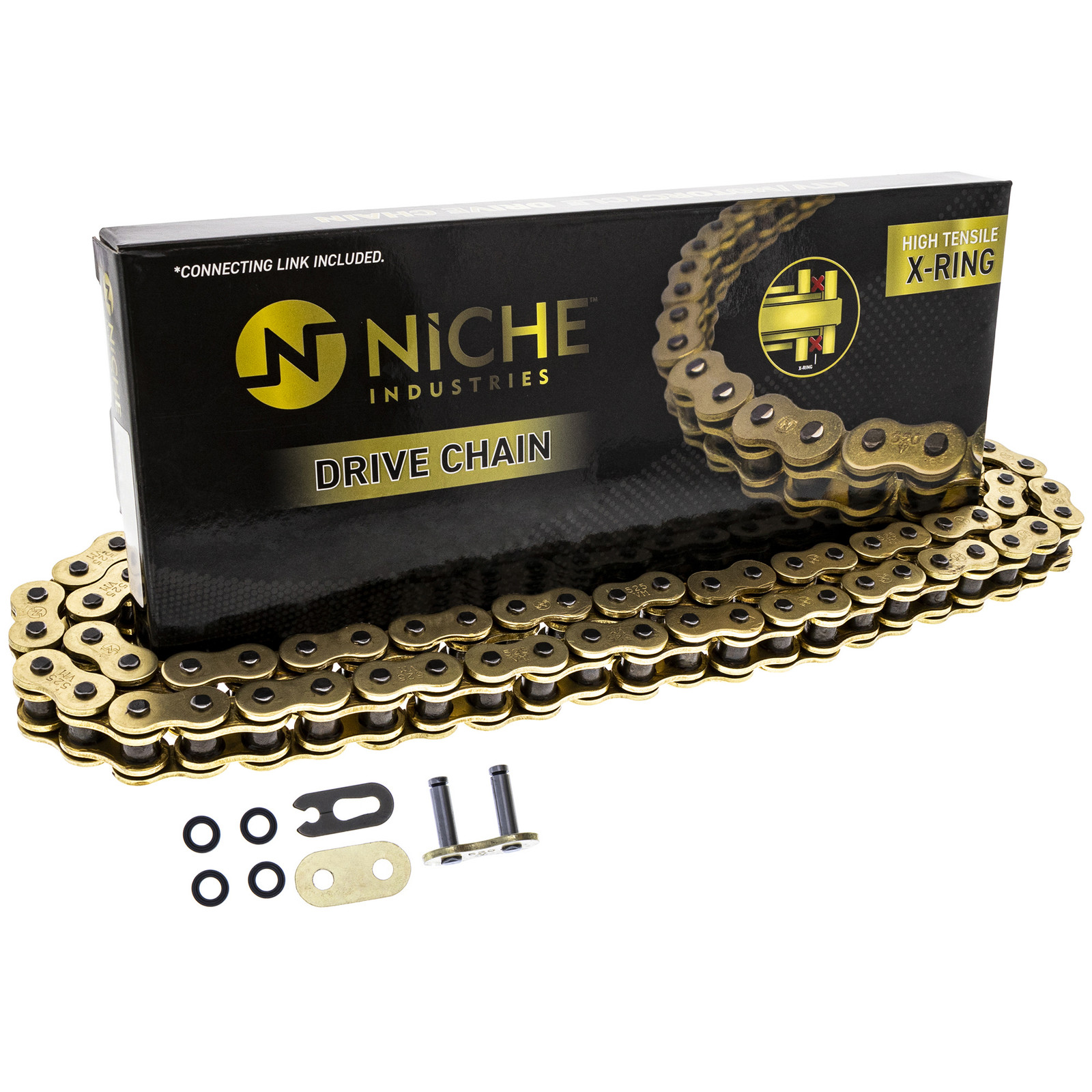 NICHE Gold 525 X-Ring Chain 110 Links With Connecting Master Link Motorcycle
