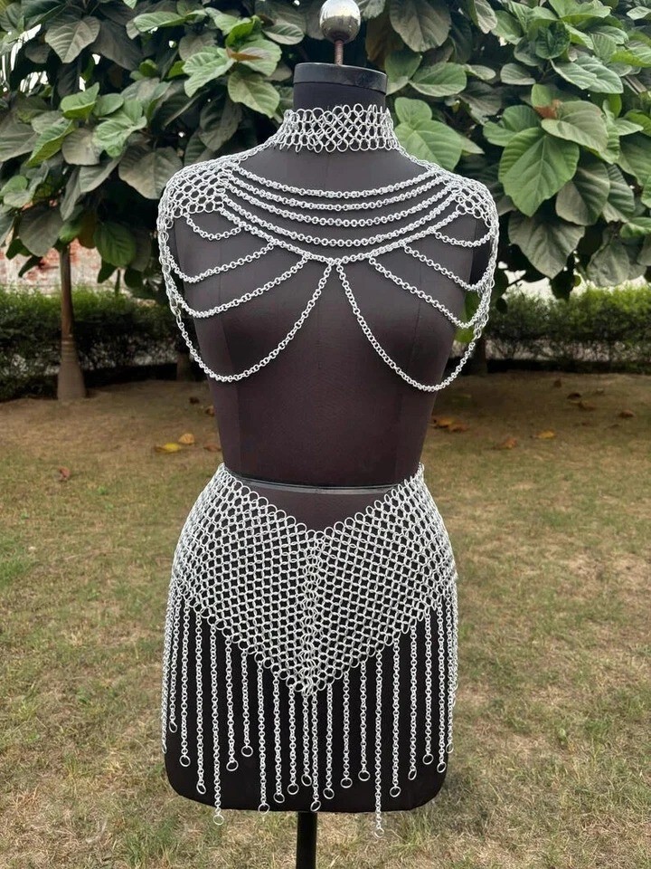 Aluminum Chainmail Top With Skirt- Women's Medieval LARP Cosplay, full Set Women