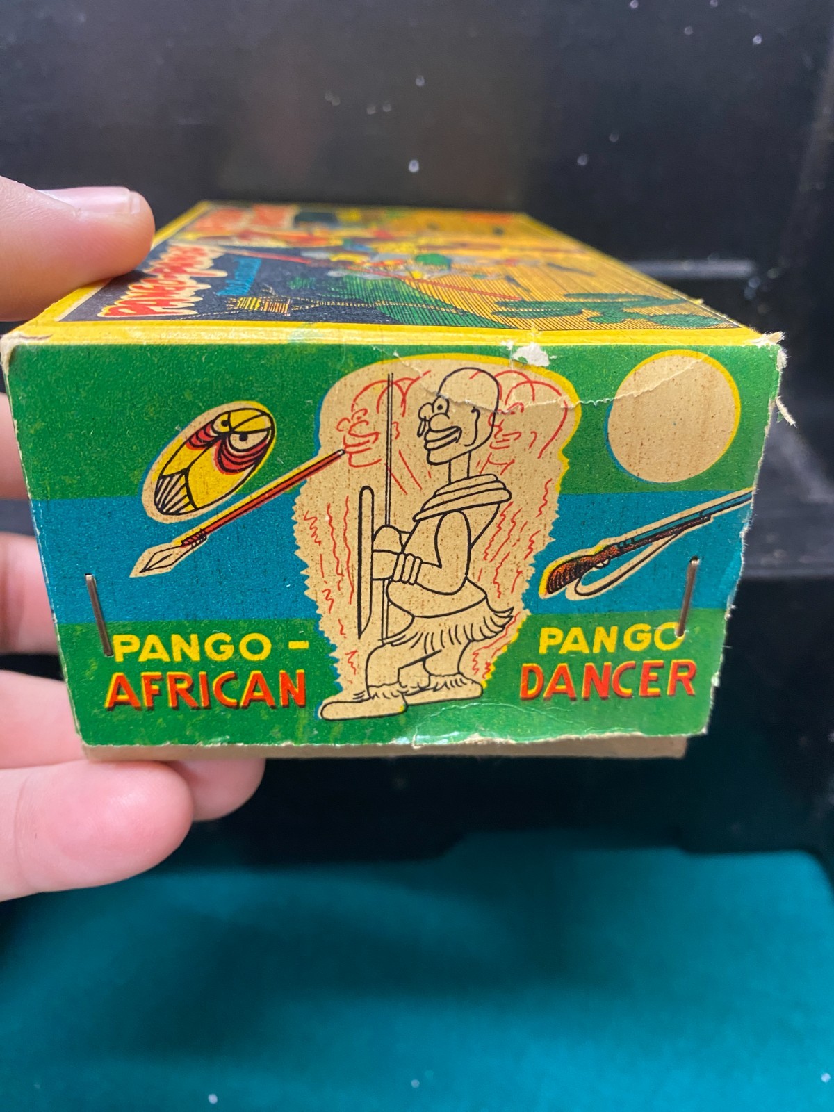 Vintage Pango Pango African Dancer Tin Mechanical Wind up Toy In Original Box