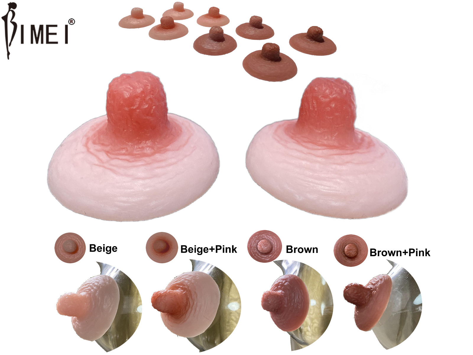 BIMEI Adhesive Silicone Nipple Reusable for BreastForm Drag Queen Transgender,#9