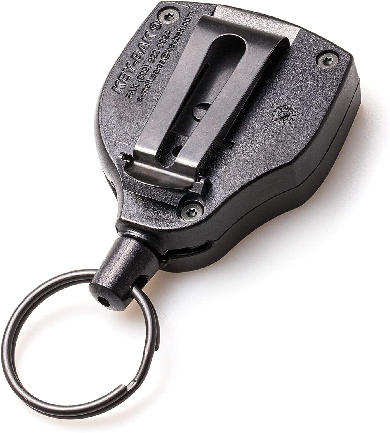 KEY-BAK SUPER48 Locking Retractable Keychain, Steel Belt Clip, Made in the USA