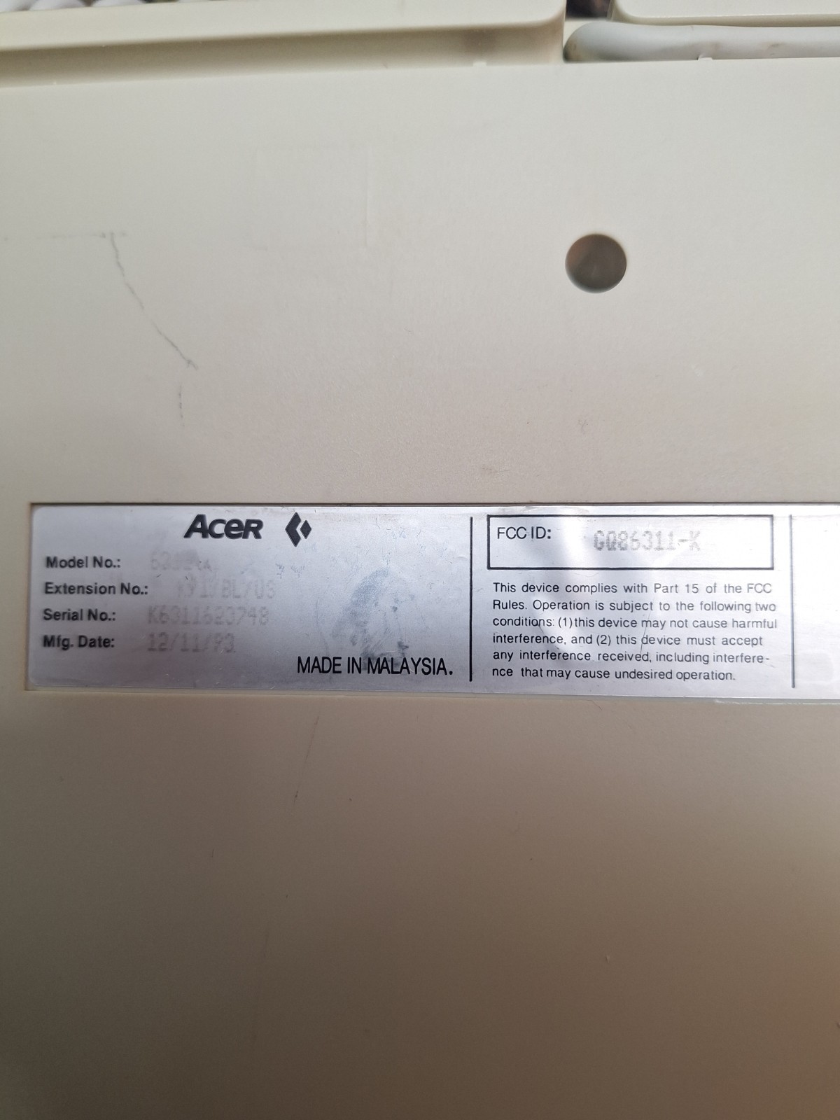 Acer 6311-K Mechanical Keyboard Tested And Working