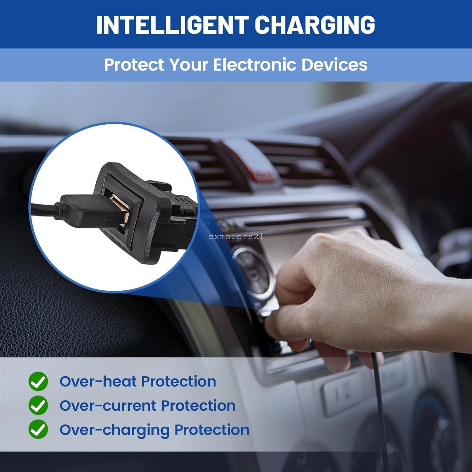 For 09-19 Toyota Corolla USB Port Power Outlet Car Charging Socket Flush Mount