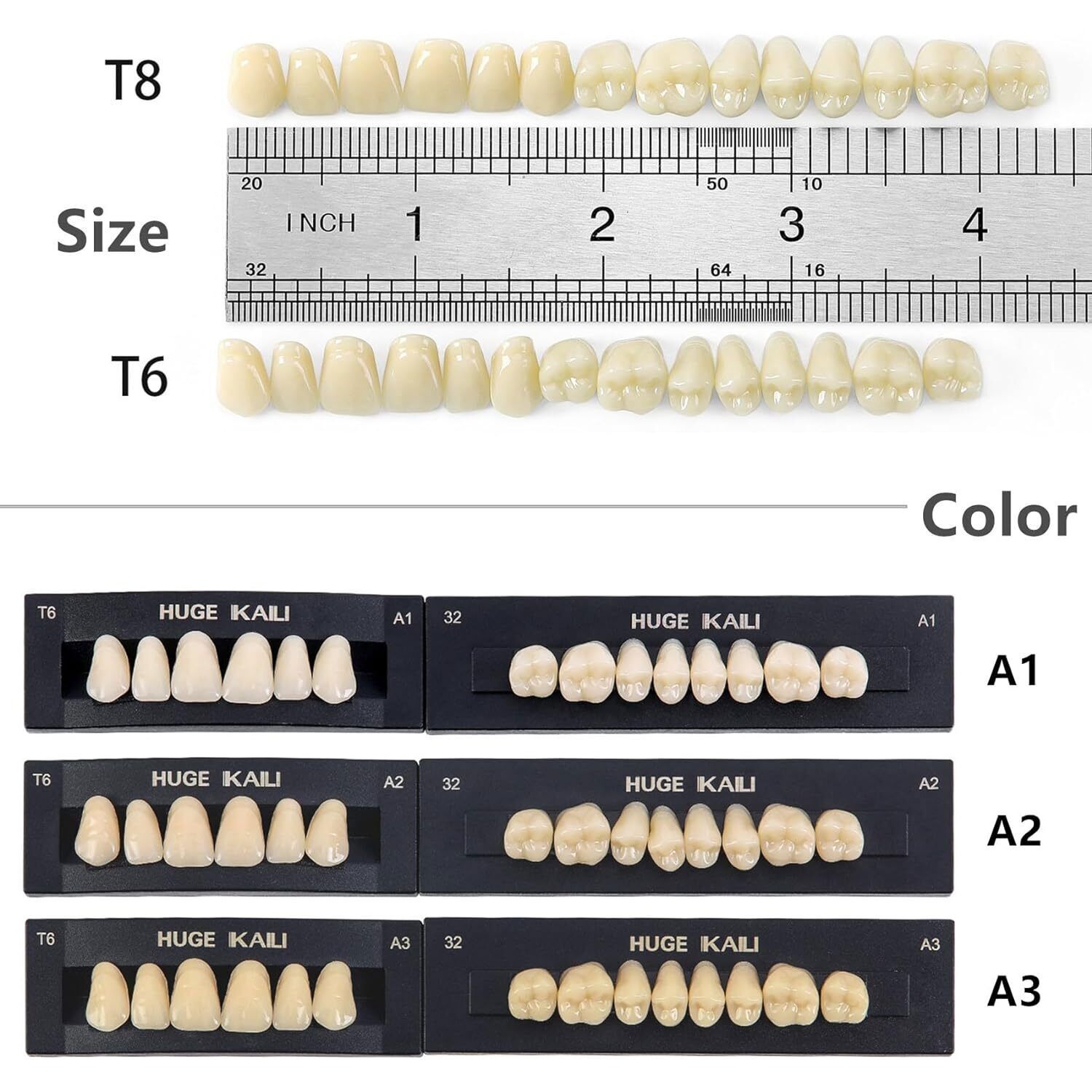 28/112Pcs JMU Dental Acrylic Resin Denture Synthetic False Teeth A1/A2/A3, T6/T8