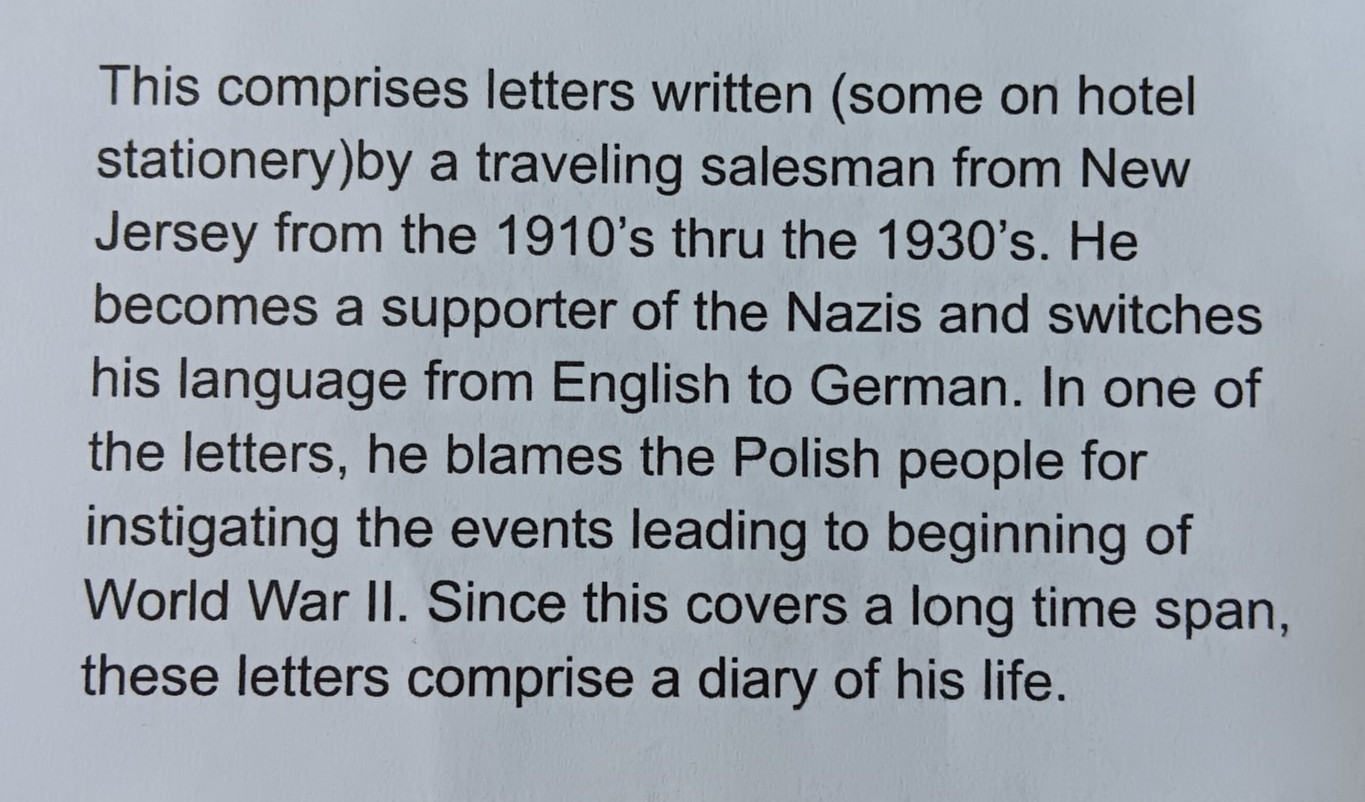 1910 to 1930's letter's from and to Nazi supporter stock #799