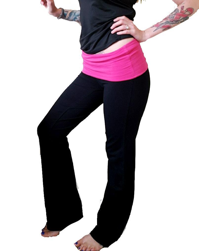 New Yoga Pants Womens Athletic Foldover Stretch Gym Casual Comfy Lounge S-M-L