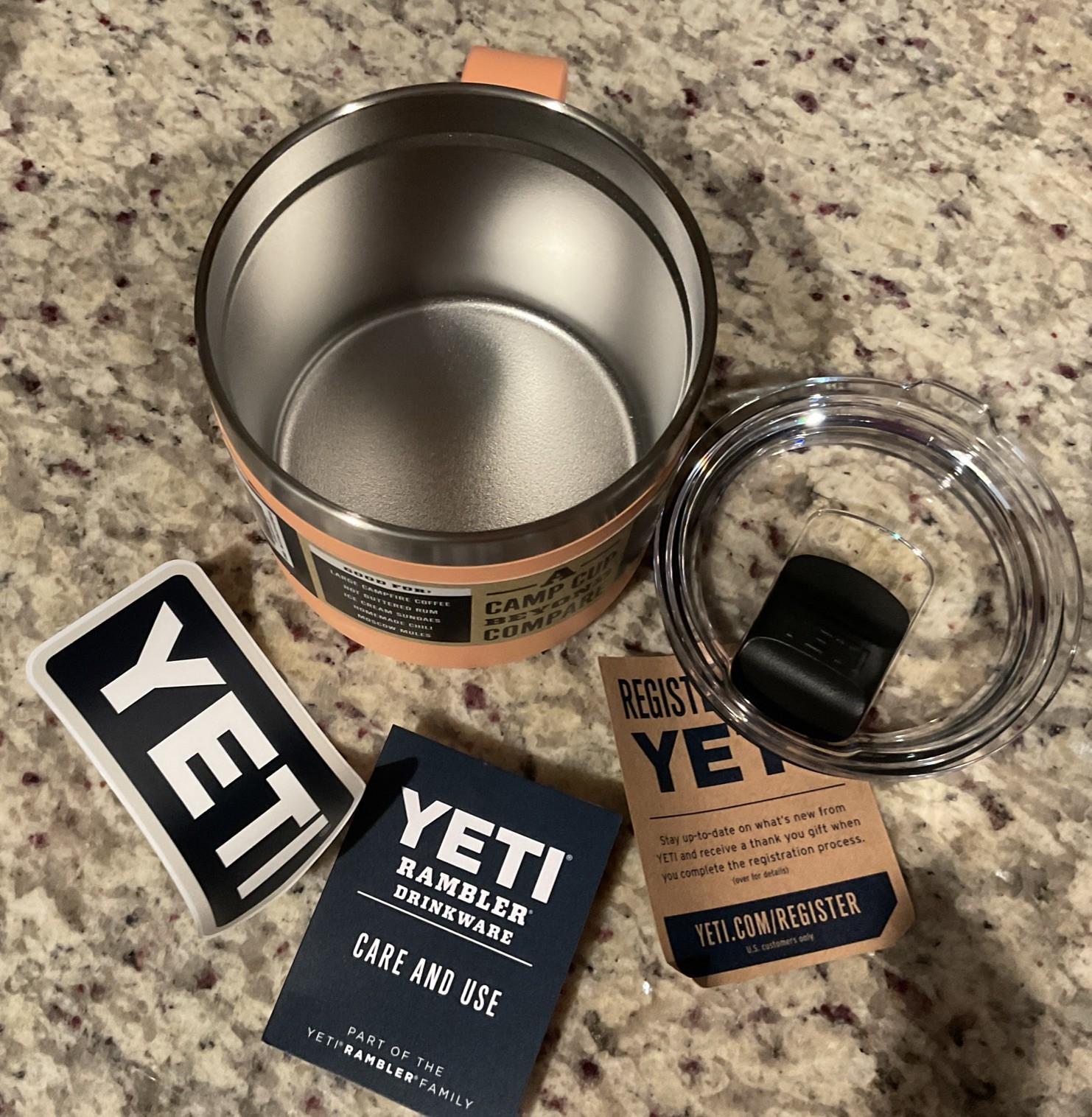 YETI Rambler 14 oz Mug with MagSlider Lid LOWCOUNTRY PEACH No Sweat Camp Cup NWT