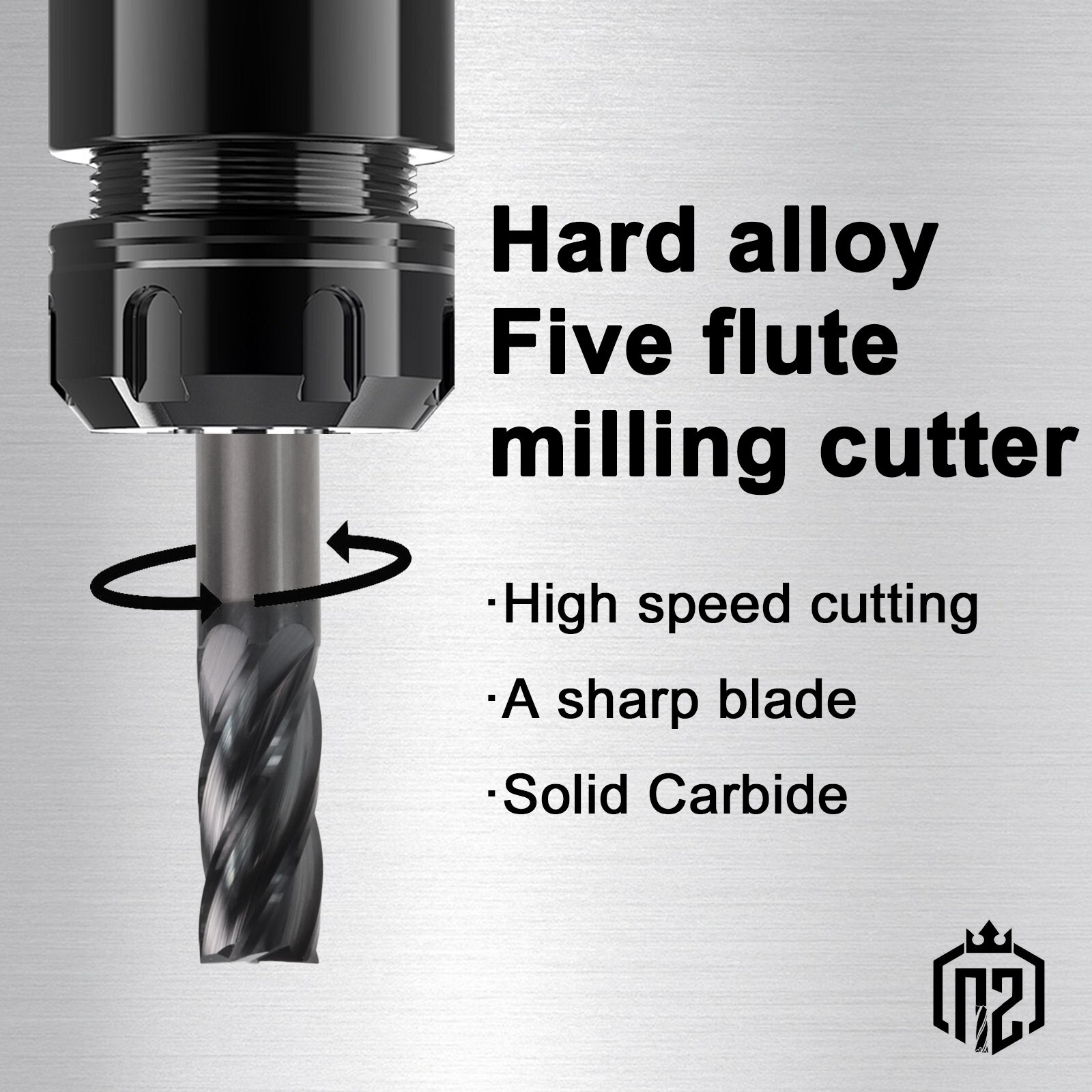 1PCS 1/2" 5 FLUTE CARBIDE END MILL - SQUARE END - AlTiN Coated