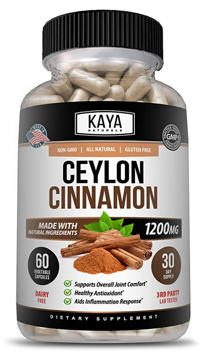 True Organic Ceylon Cinnamon Capsules 1200mg Highest Potency Blood Sugar Support