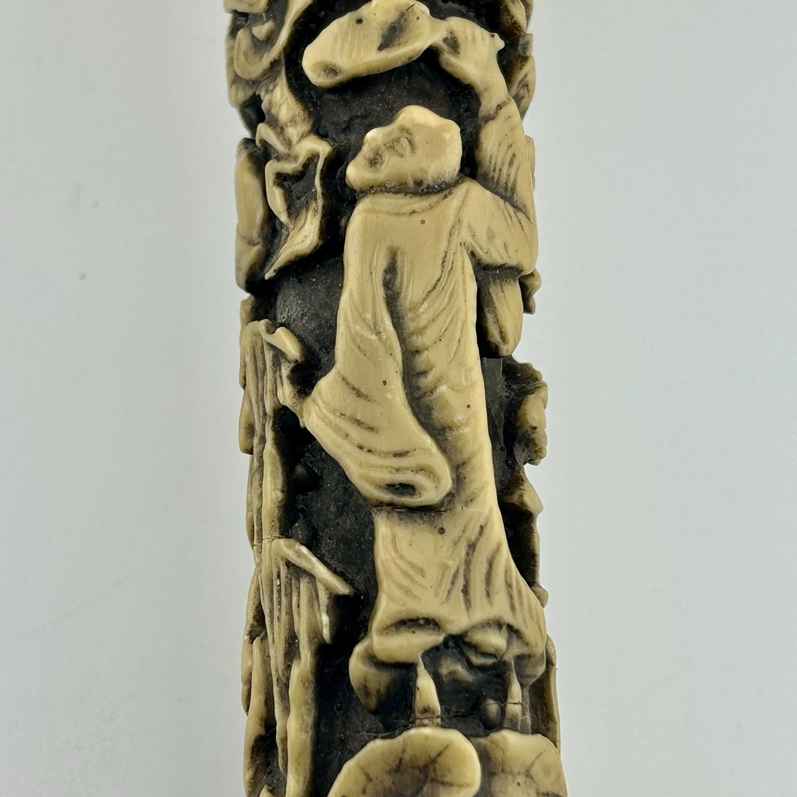 Tibetan Buddhist Prayer Wheel Resin Faux Coral, Bone, & Amber Handheld 1970s VTG