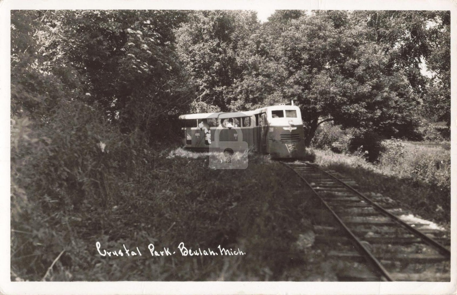 Railroad Crystal Park, Beulah MI Michigan 1957 RPPC Photo Postcard COPY