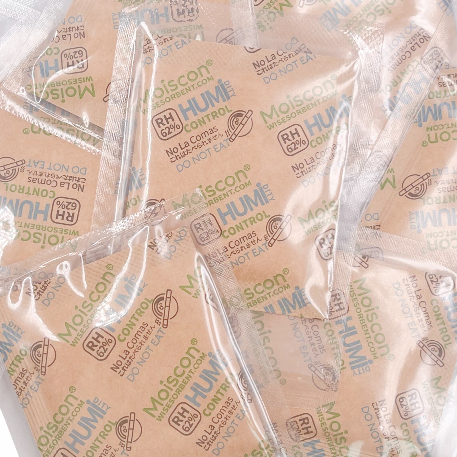 62% RH 8 Gram 2-Way Humidity Control Packs for Storing 1 oz Individually Wrapped