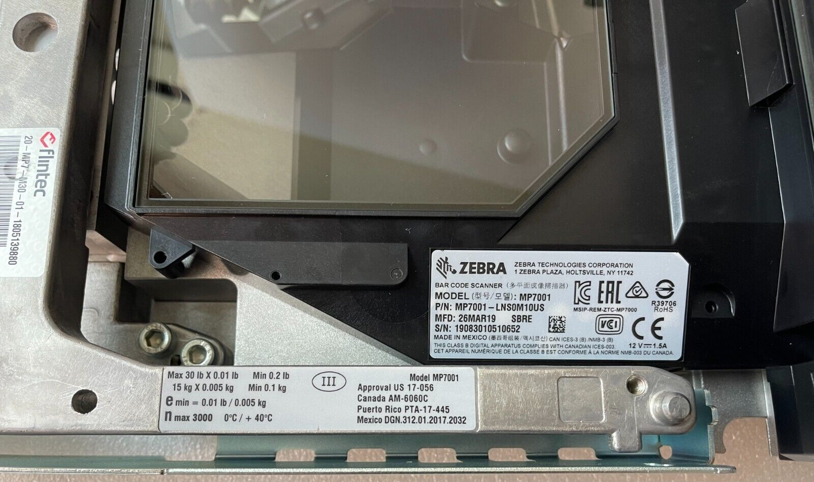 Zebra MP7001-LNS0M10US Scanner Scale Checkout Scale, NEW w/ protective film WOW!