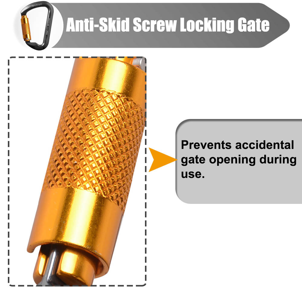 30KN Heavy Duty Auto Locking Climbing Carabiner Aluminum D Ring Clips Twist Lock