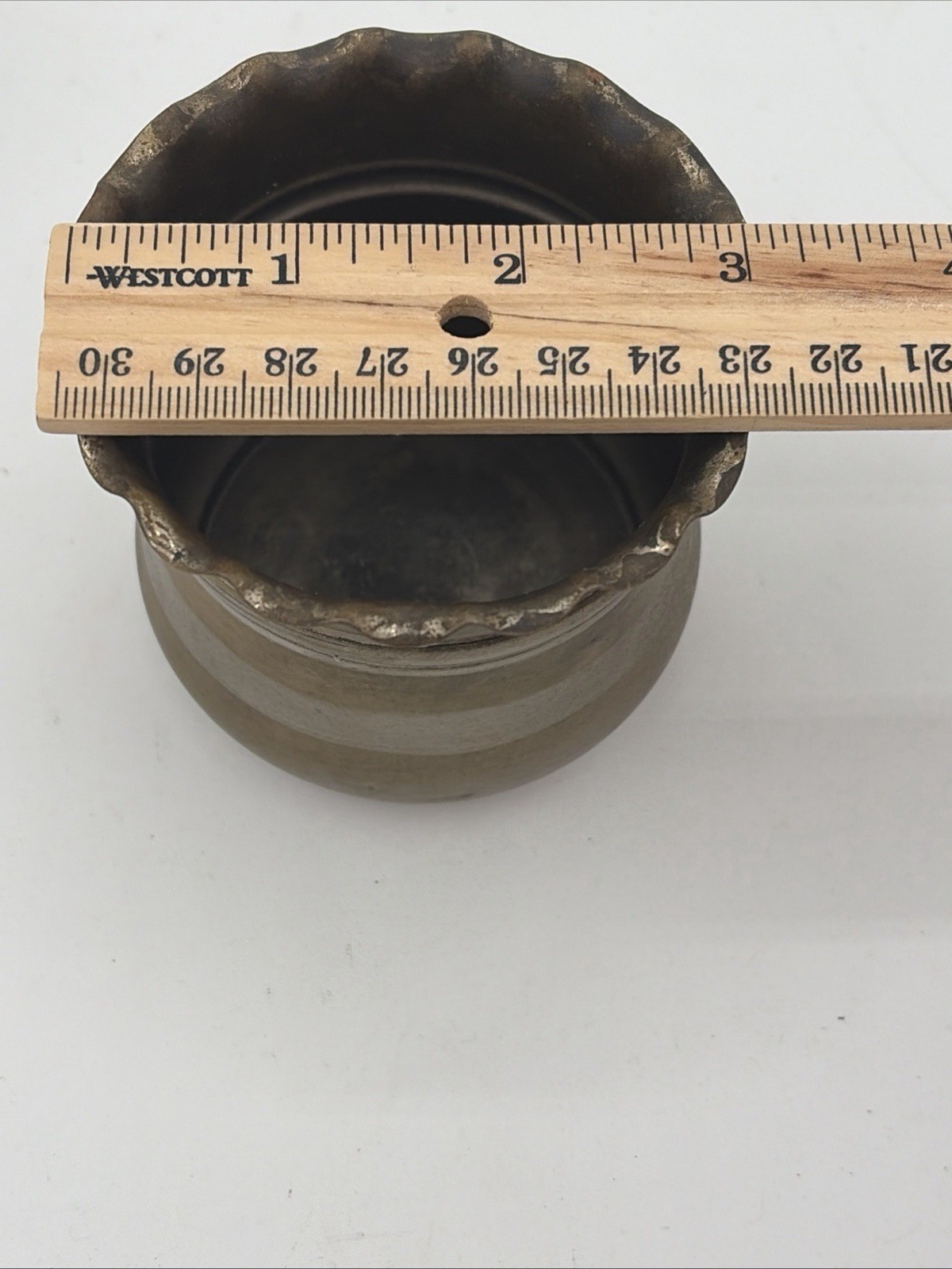 Vintage Ruffled Brass Small Planter Pot Set of Two (2)