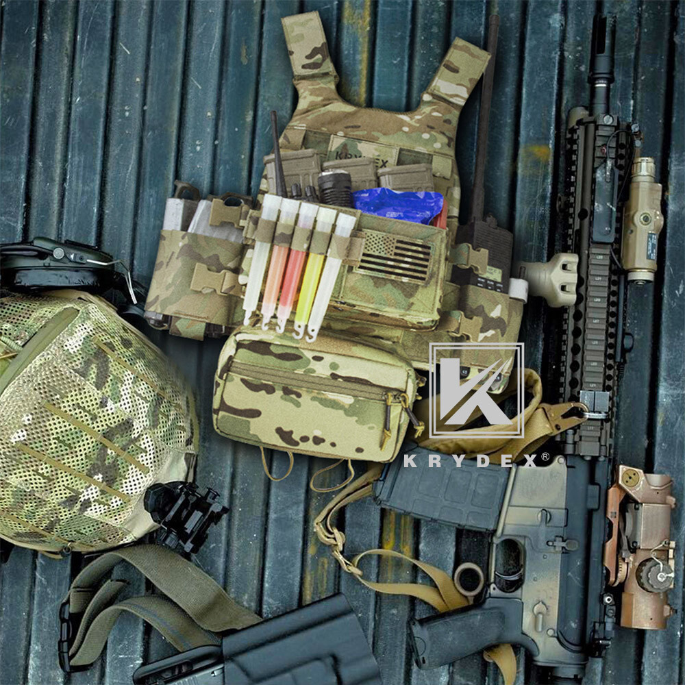 KRYDEX Low Vis Slick Armor Plate Carrier & Tactical Placard Holder & Drop Pouch