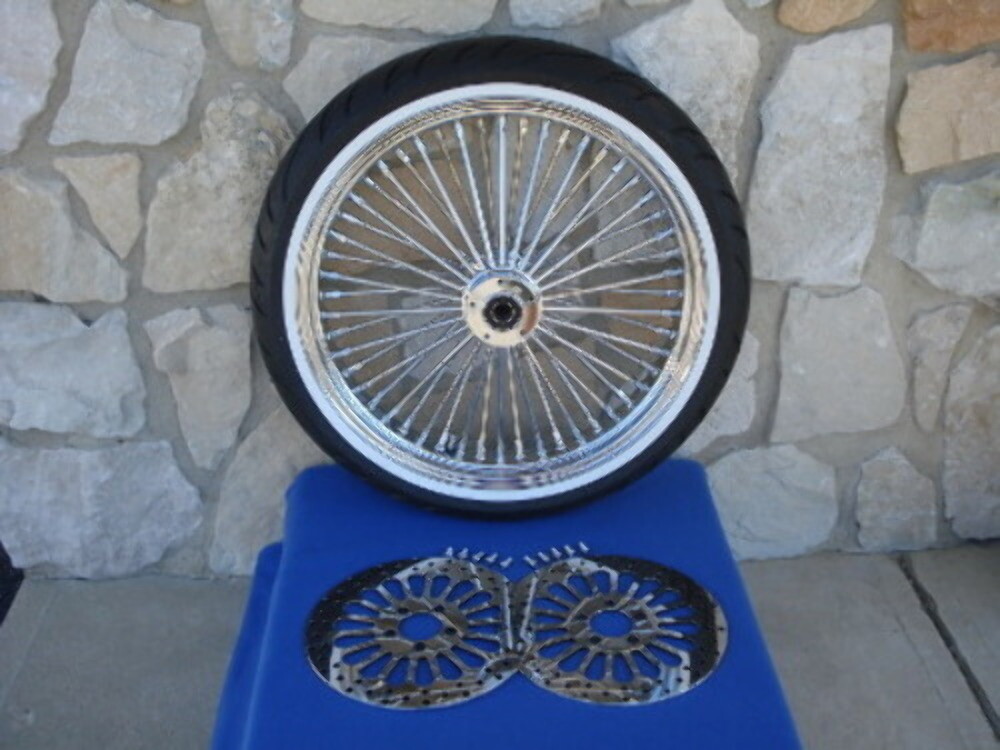 21X3.5 48 FAT SPOKE 00-07 WHEEL 120/70-21 SHINKO WW TIRE KIT FOR HARLEY TOURING