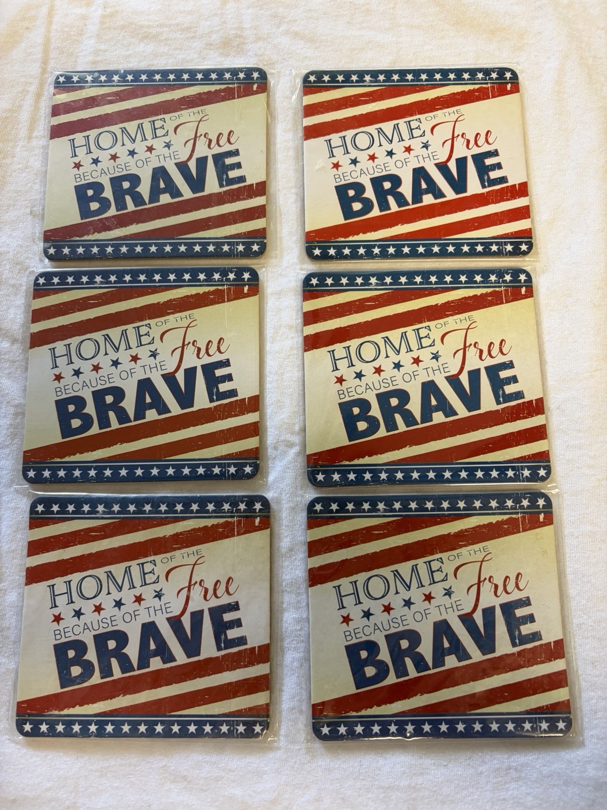 VFW Home of the Free Because of the Brave Drink Coasters Set Of 6 New
