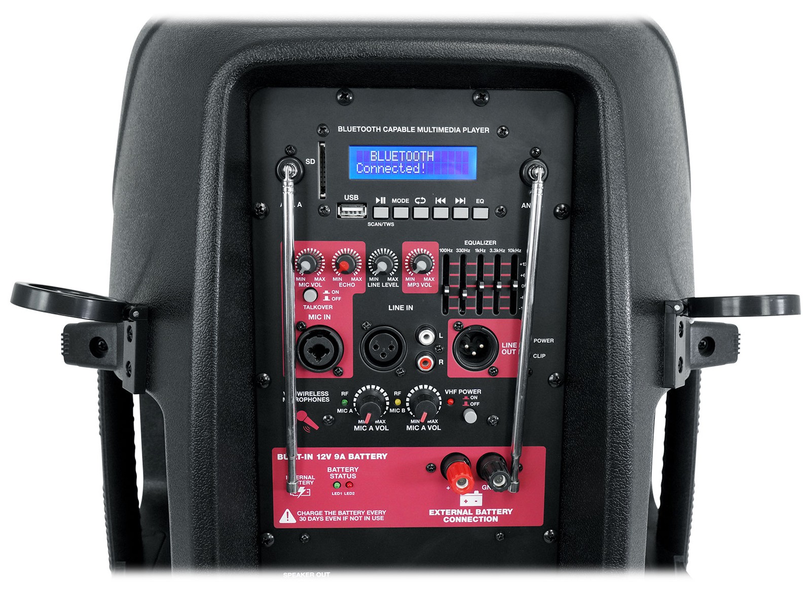 Rockville 15" Rechargeable Battery Powered PA Speaker System, (2) Wireless Micro