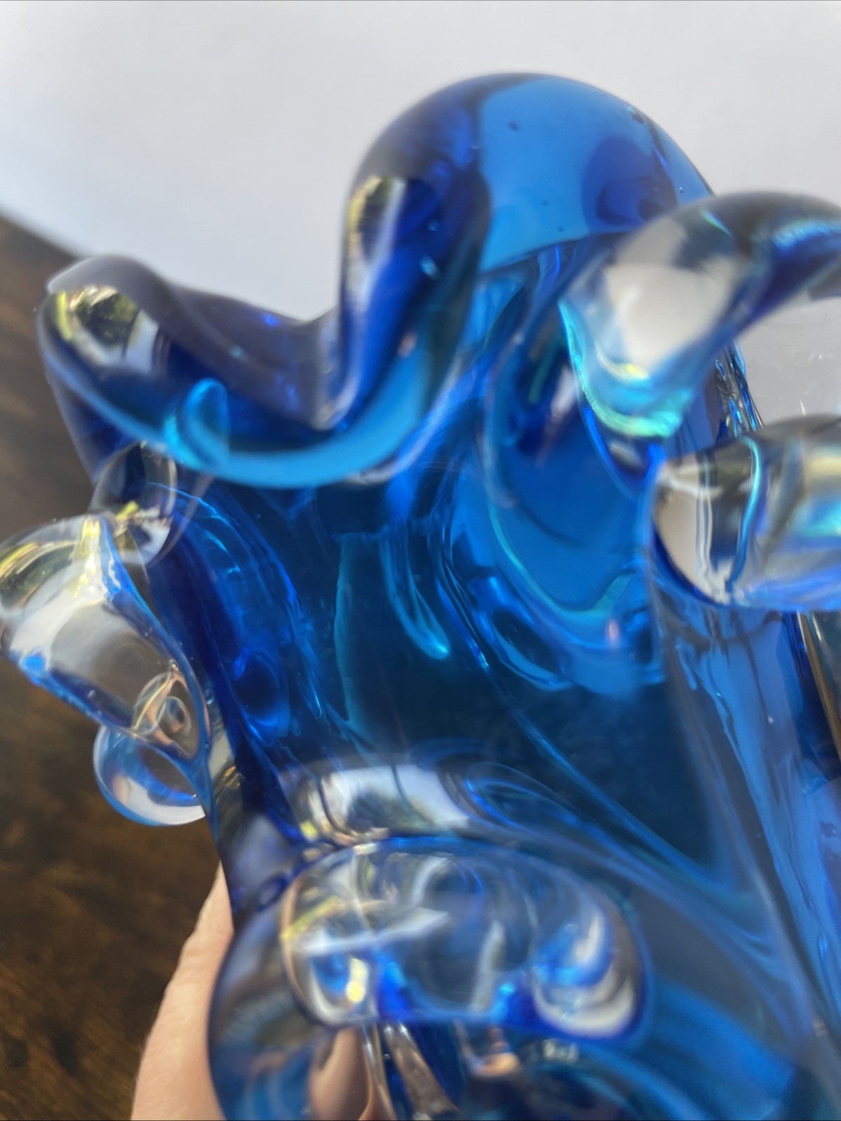 Vintage Art Glass Vase Jan Beranek for Skrdlovice Organic Shape Czech Bohemian