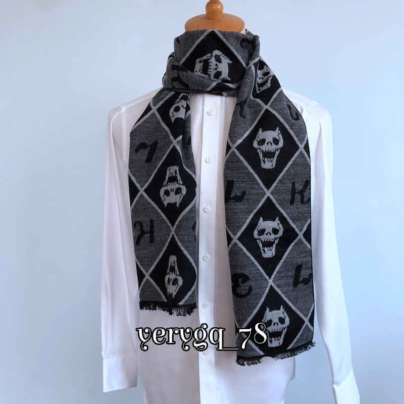 JoJo's Bizarre Adventure Kira Yoshikage Velvet Scarf Black Skull Warm Scarf Gift