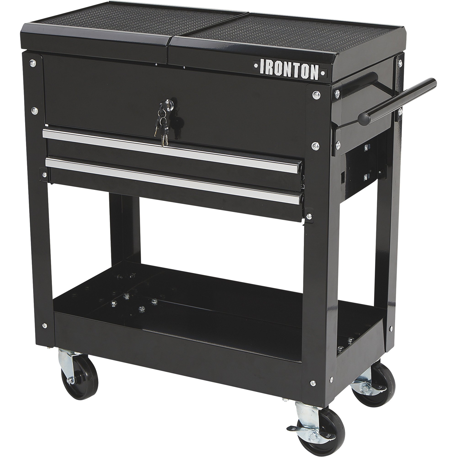 Ironton 28in. 2-Drawer Tool Cart, 30-1/2in.L x 14-1/2in.W x 33in.H, 350-Lb.