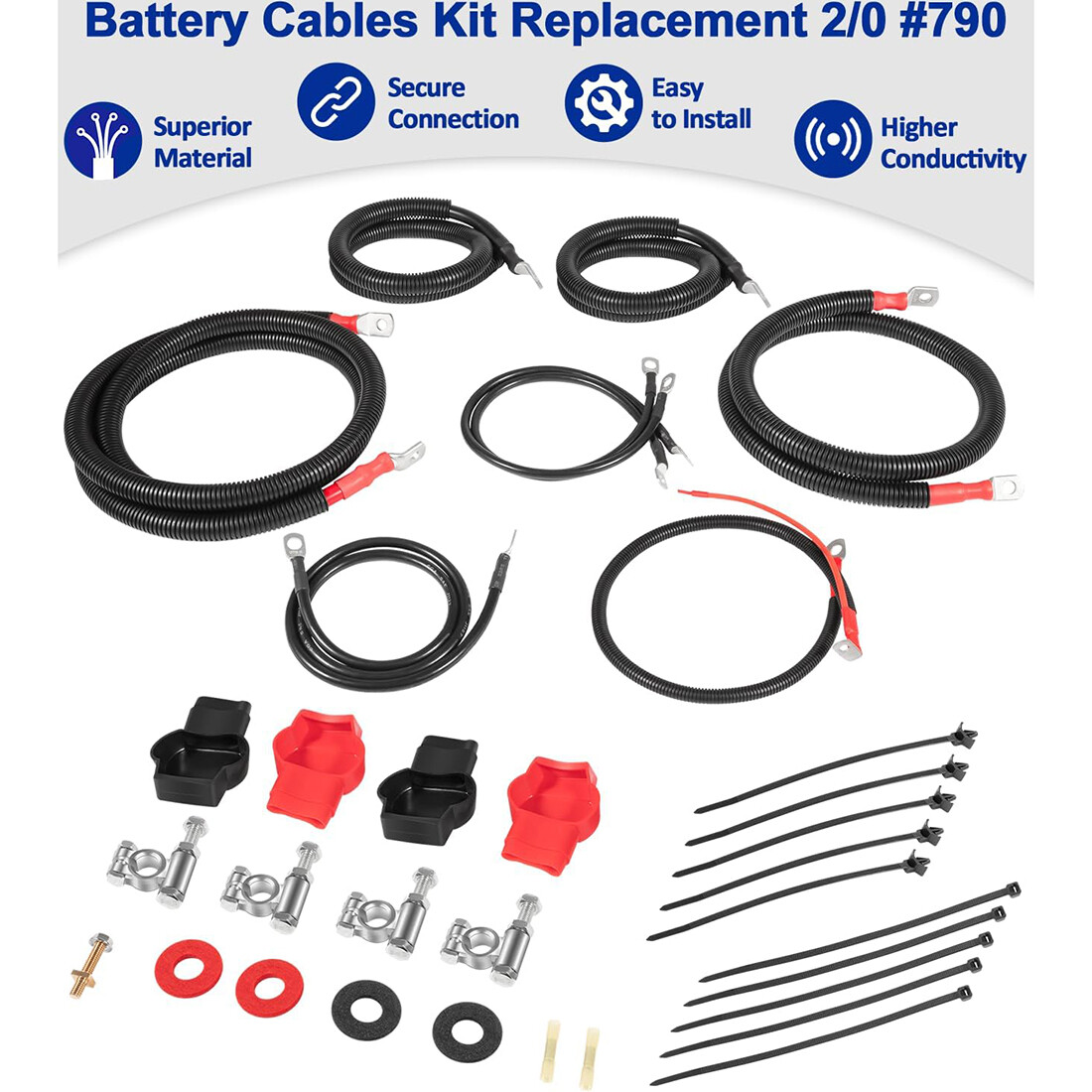 Battery Cables Kit for 2003-2007 Dodge RAM Gen-3 5.9L 24-Valve Cummins Diesel