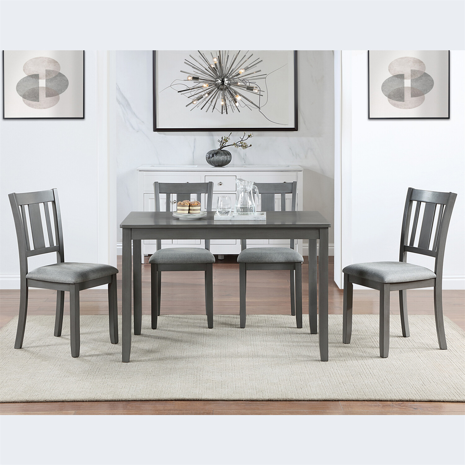 Dining Table Wood Table Rectangular Table Kitchen Table For 4 Person Gray US