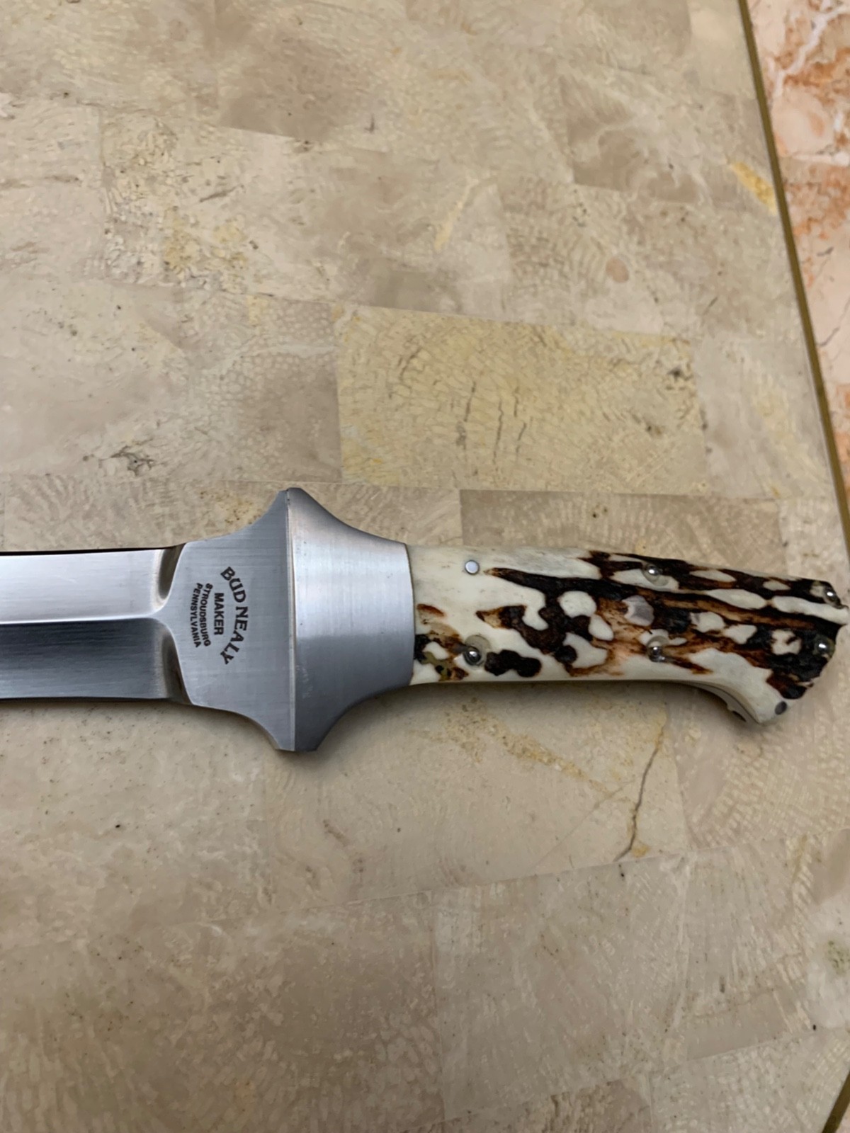 Bud Nealy , Knife makers Guild Member With leather Sheath, Case,Beautiful Knife.