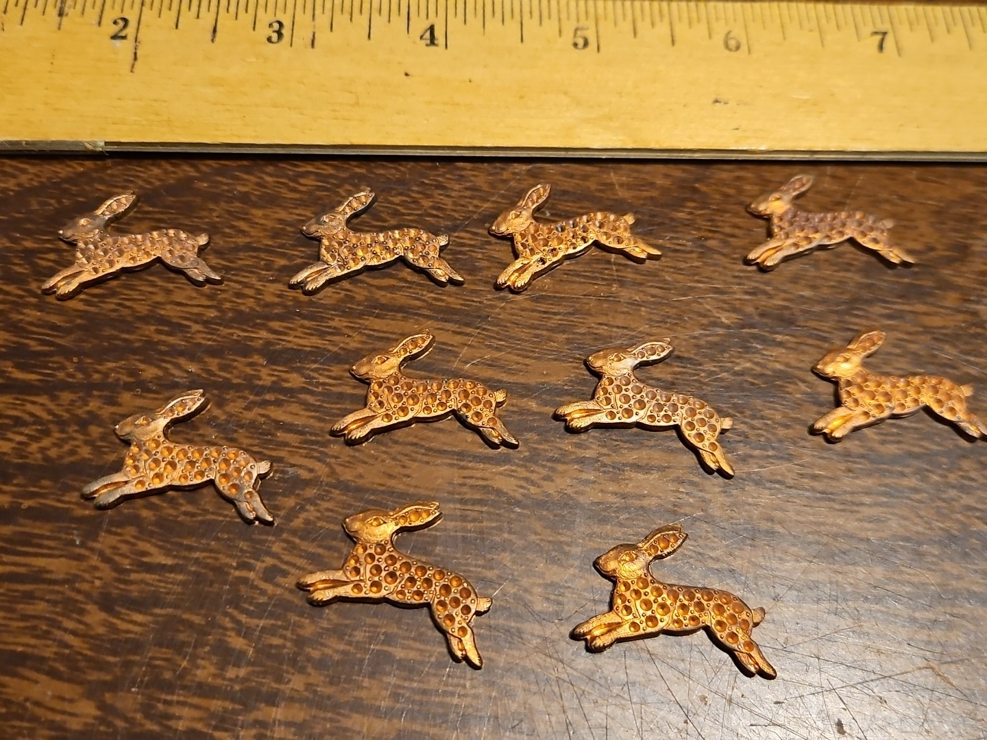 Lot Of 10 Bunny Rabbit France Vintage 60s Brass Stampings Findings Jewelry