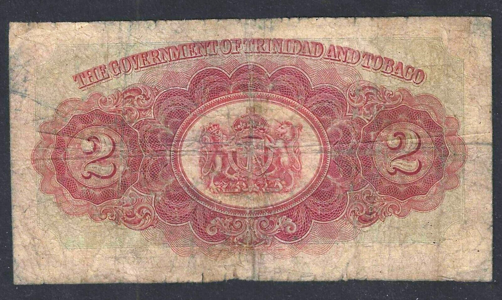 1939 TRINIDAD & TOBAGO $2 DOLLARS ~ P-6b ~ SCARCE TYPE
