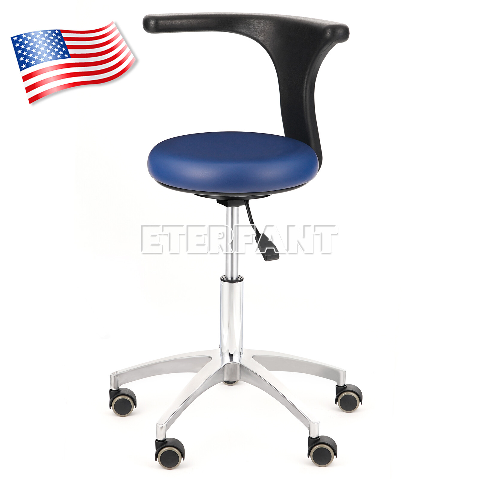 Dental Doctor Assistant Stool Mobile Chair Adjustable Height PU Leather ETERFANT