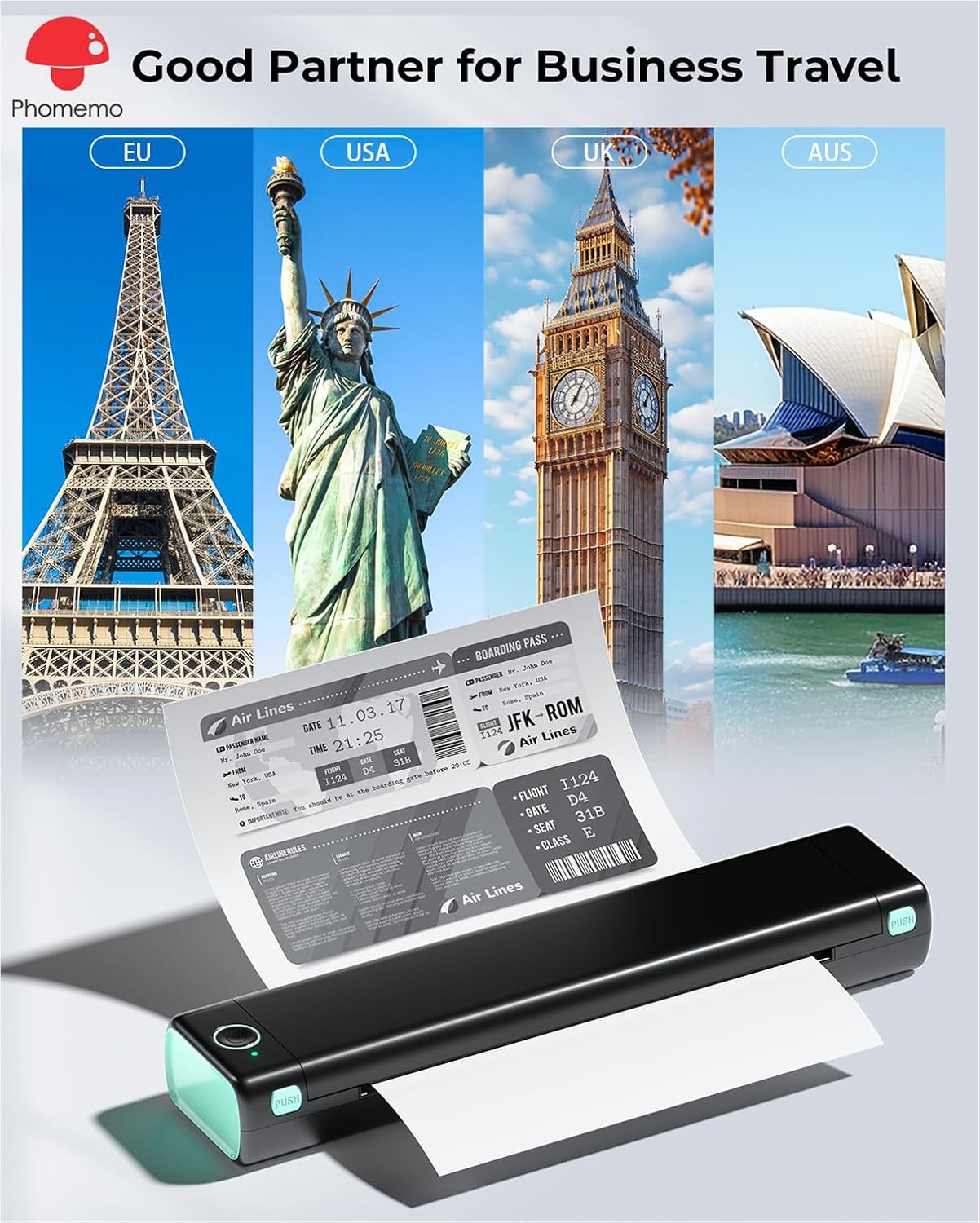 Phomemo M08F Portable Thermal Bluetooth Printer Support for 8.5"x11" US Letter