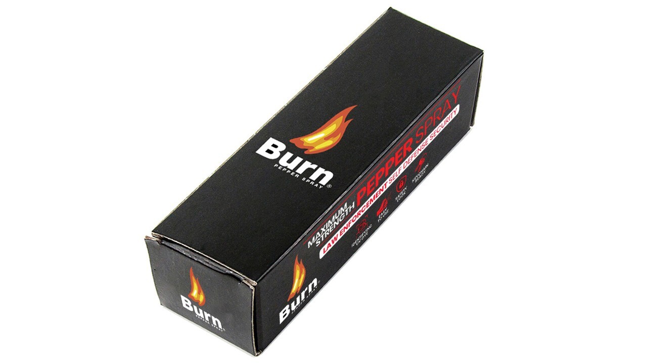 BURN Pepper Spray Keychain for Self Defense - 1/2 oz Keyring Clip Black