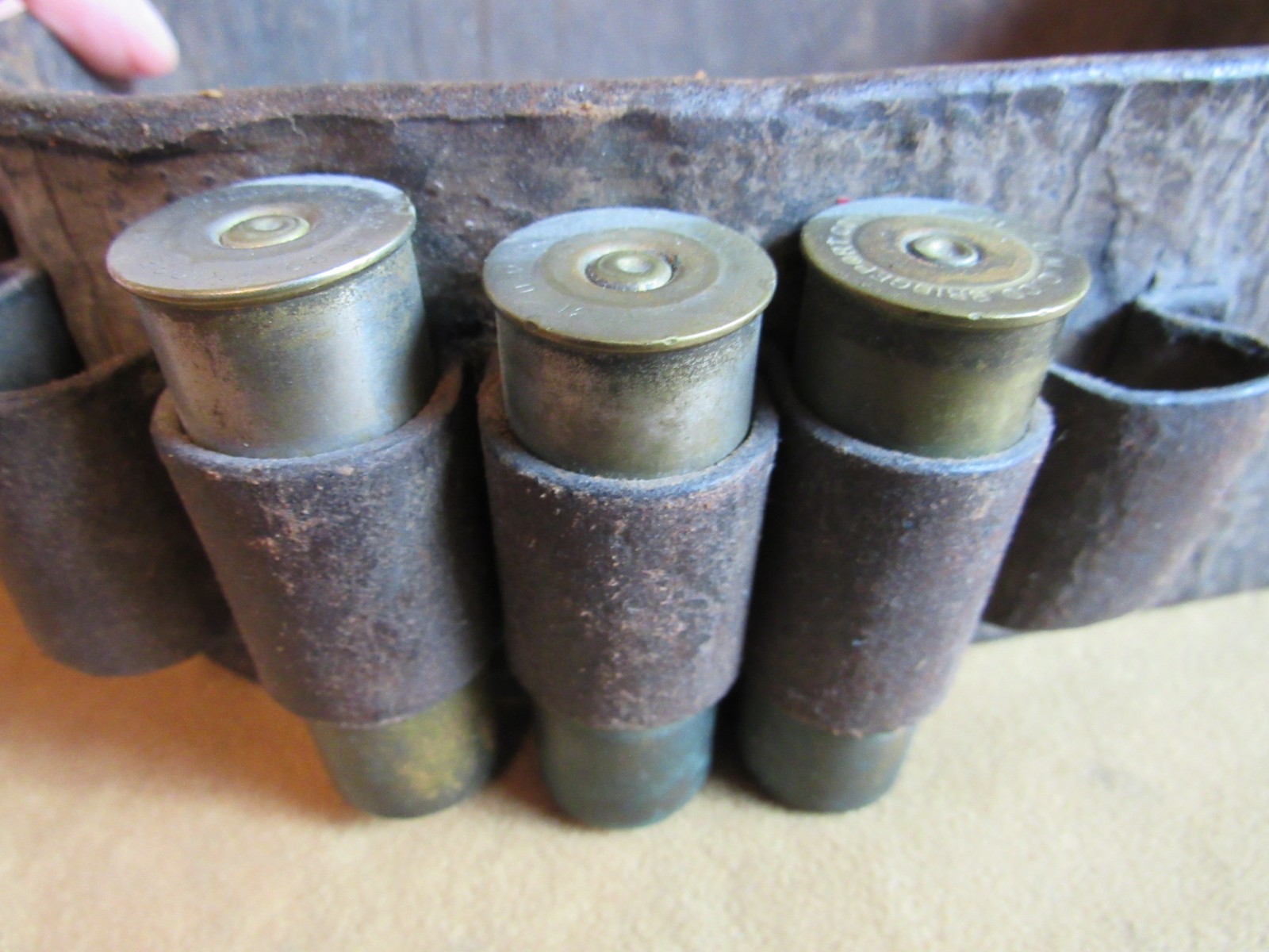 Unusual Antique Indian Wars Rare Shotgun Belt US Stamped