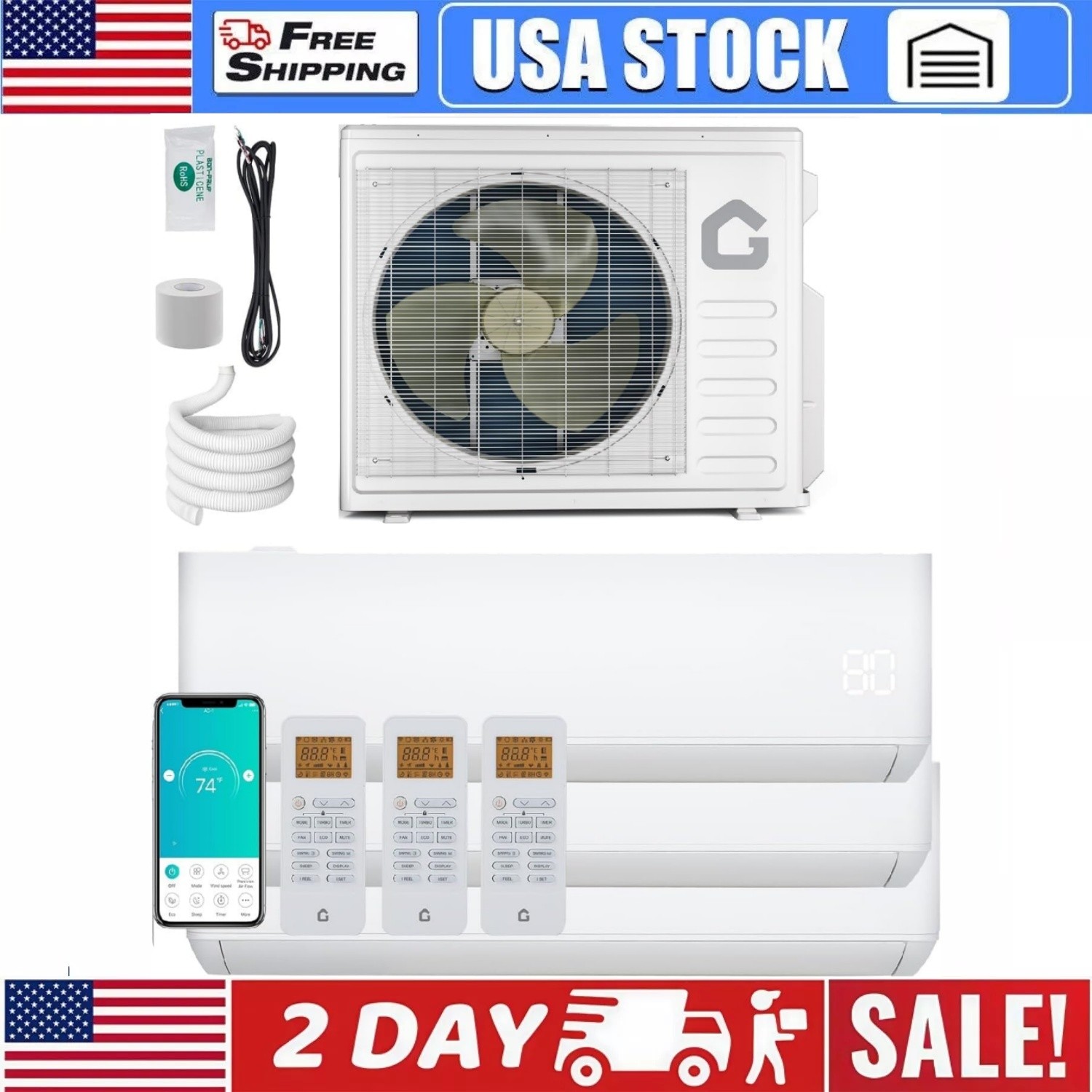 28000 BTU 3 Zone Mini Split AC/Heating System Multi Zone Air Conditioner R454B