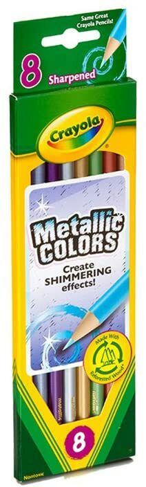 1 X Crayola Metallic Colors Colored Pencil set 8 TT 68-3708 683708