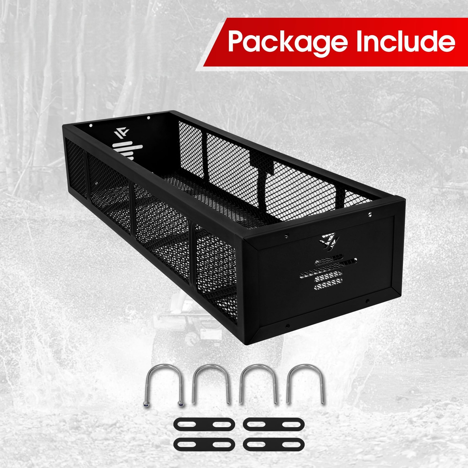 Heavy Duty 38" ATV Cargo Basket Steel Front Rear Rack Black Coated