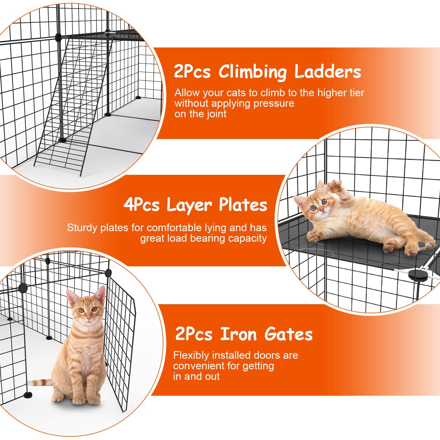 4 Type Large Cat Cage Enclosure Metal Wire Kennel DIY Playpen Catio with Hammock