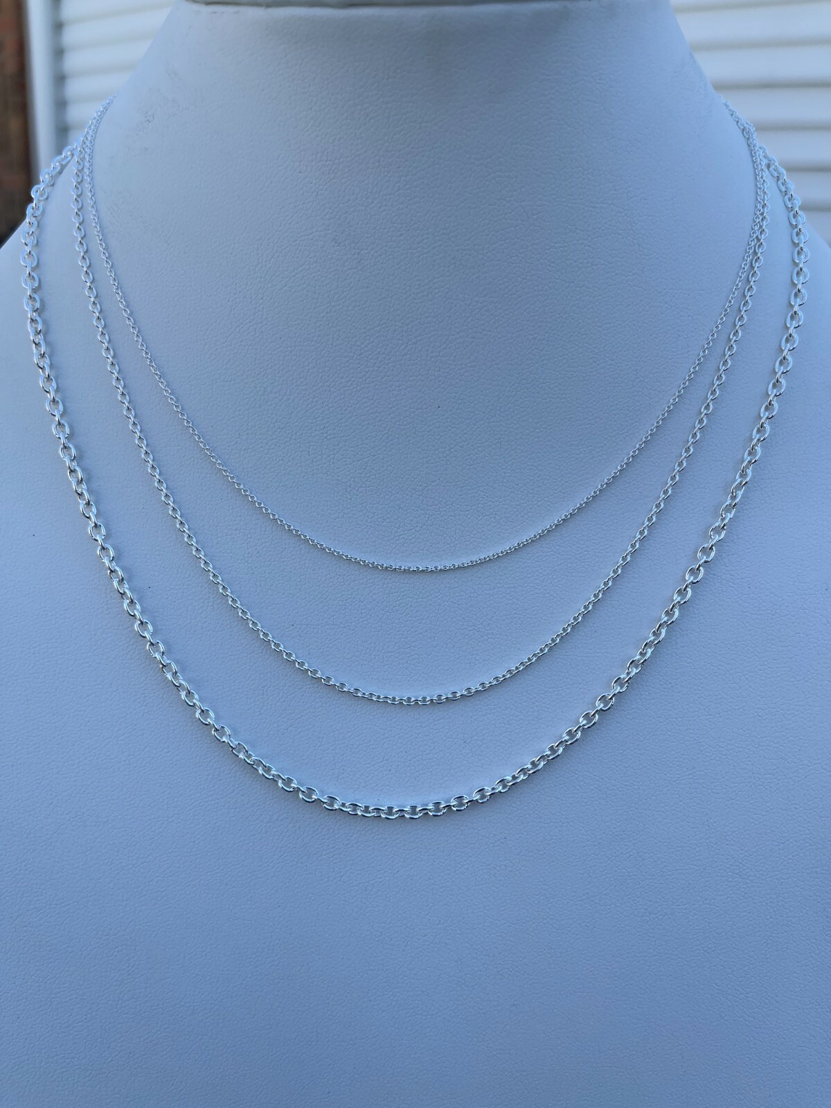 Real Solid 925 Sterling Silver Anchor Cable Chain Rolo Necklace 1mm - 3mm ITALY