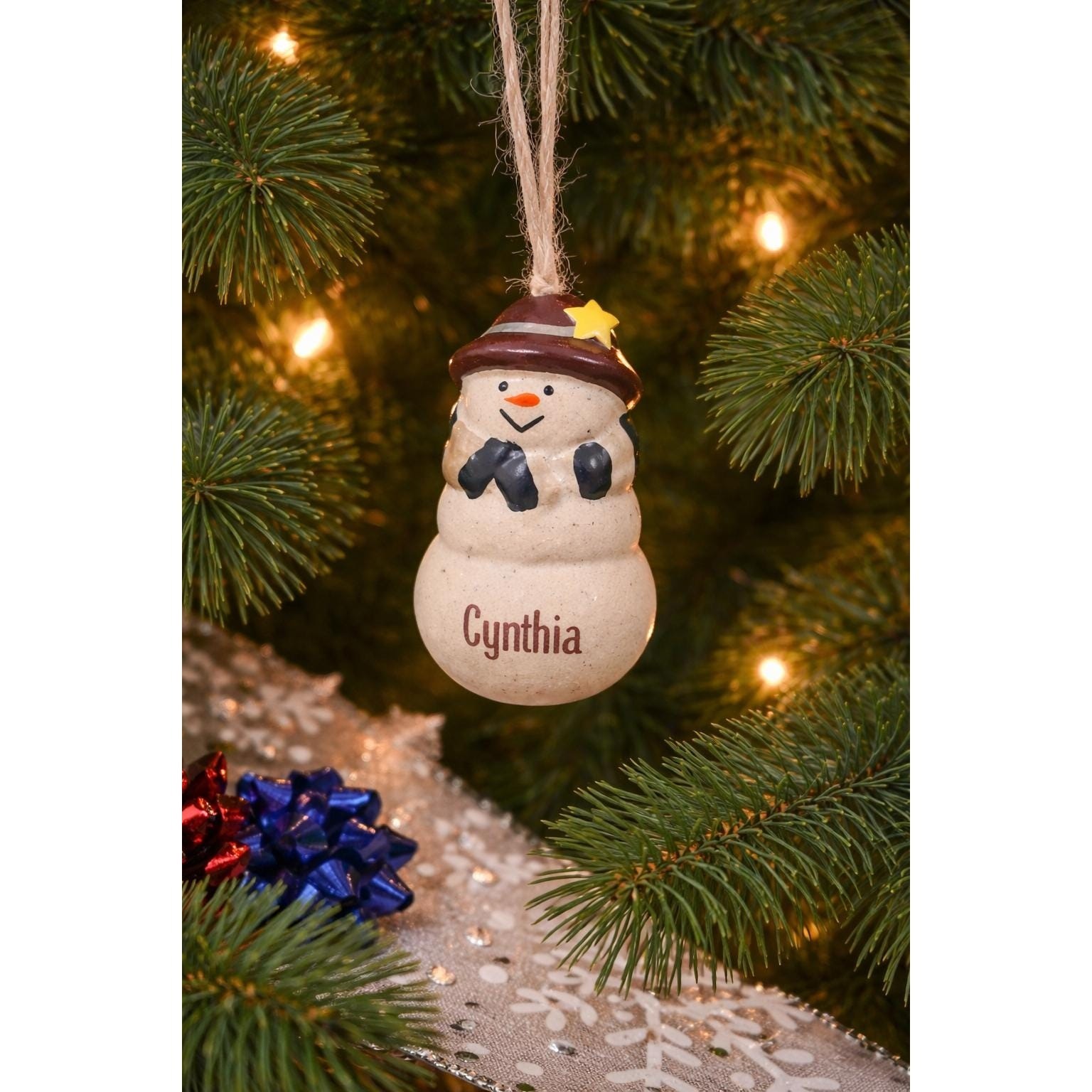 Vintage Snowwoman Ornament Cynthia Personalized Christmas Decor