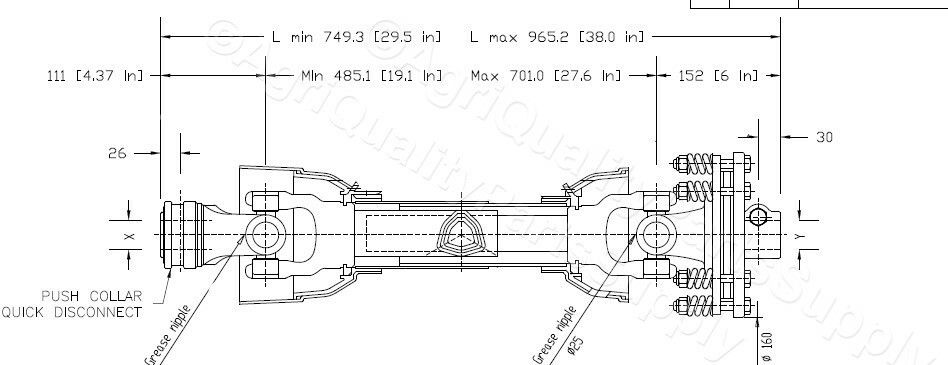 King Kutter Rotary Tiller PTO Shaft with Slip Clutch part number 147122