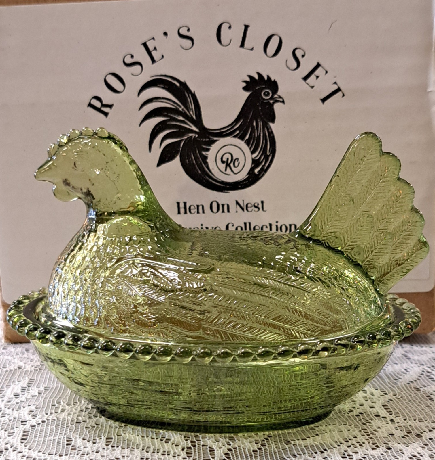 Set of 6 Hen On Nest, COMPLETE SET of Rose's Closet w/ Box, Small Indiana Style