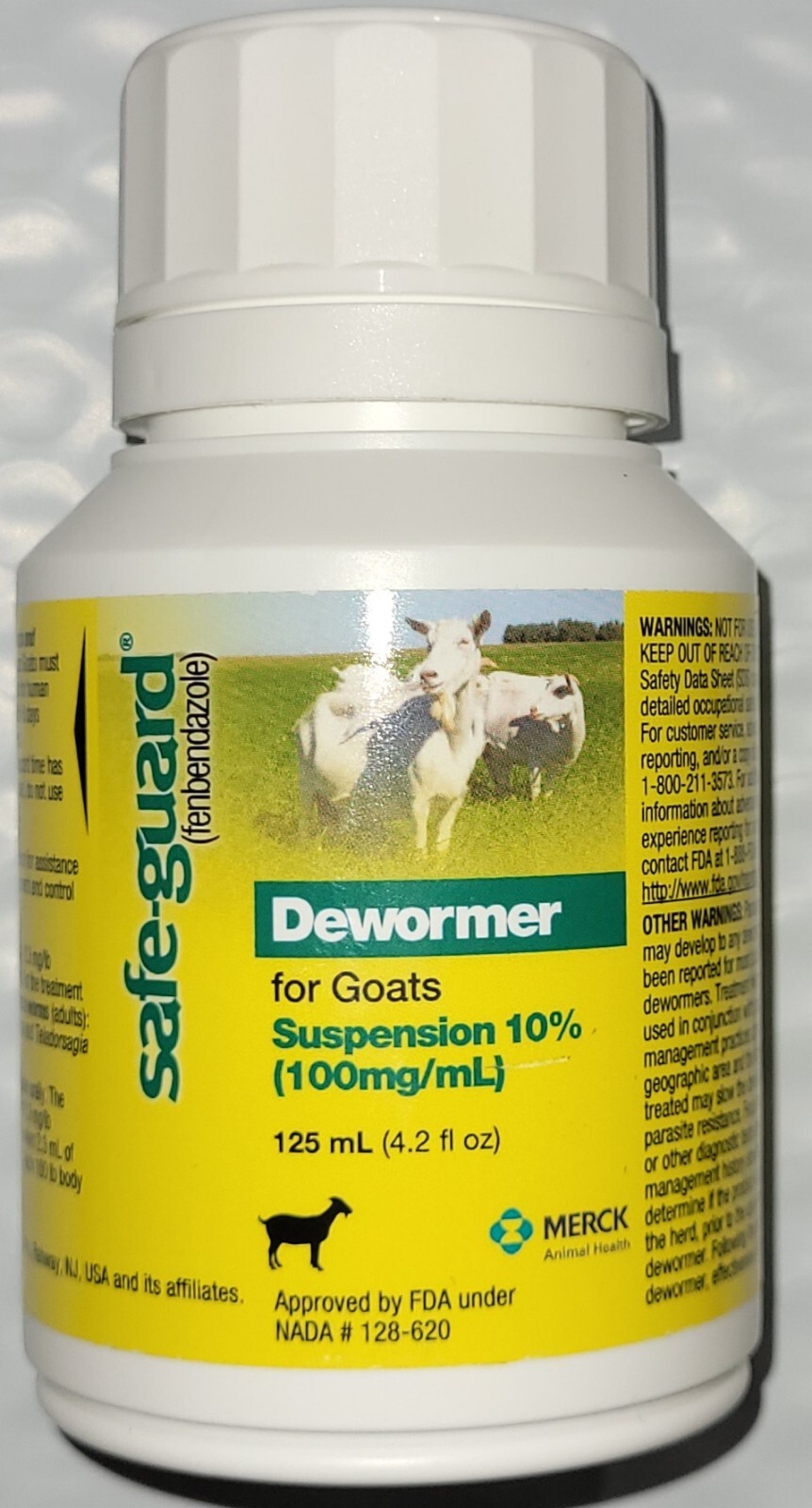 Merck Safe-Guard Goat Dewormer, 125mL fenbendazole *READ ENTIRE DESCRIPTION*