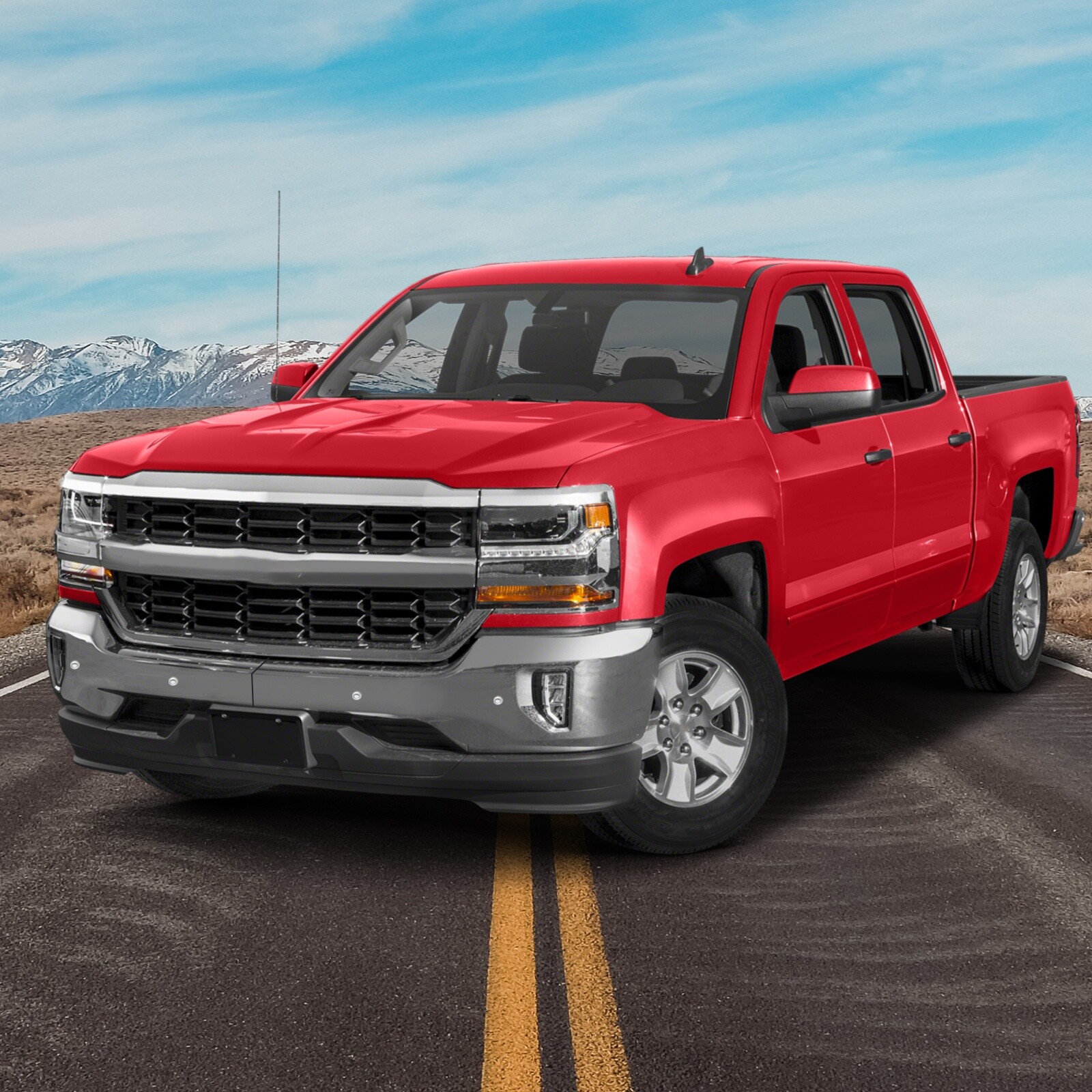 Chrome Steel Front Bumper For 2016-2018 Chevy Silverado 1500 w/Senser Holes