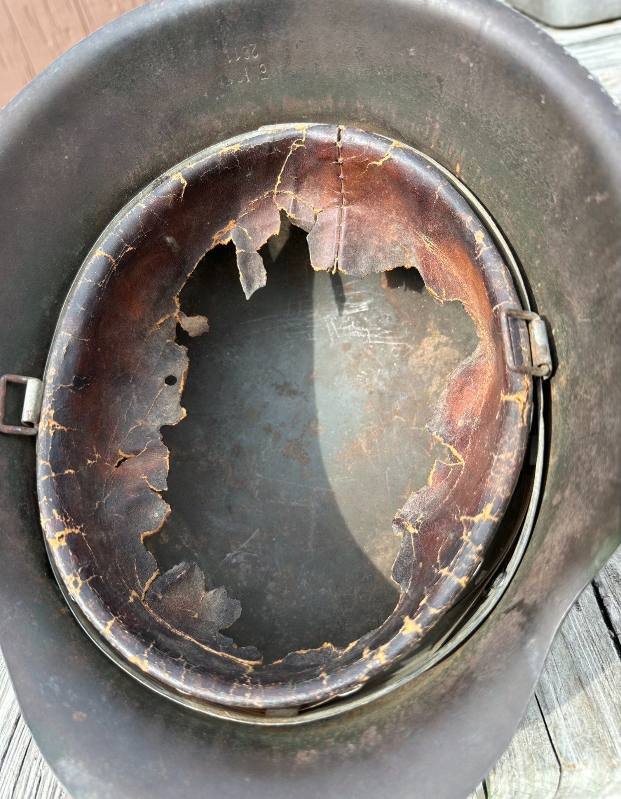 Original German M42 Combat Helmet Stahlhelm - Ex Snow Camo!