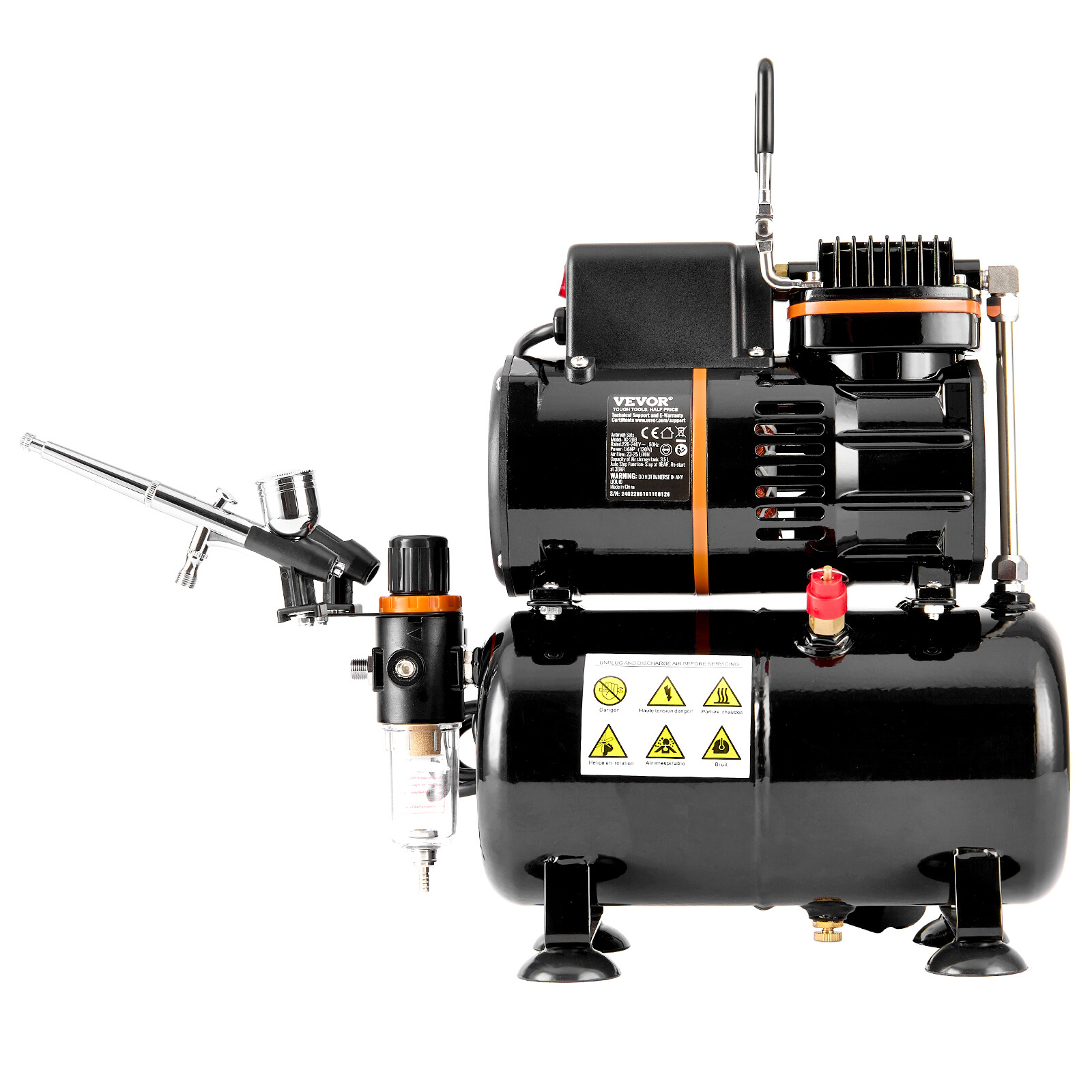 VEVOR Airbrush Kit Dual Fan Air Tank Compressor System Kit with 3.5L Air Tank
